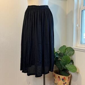 Vintage Chico's Vine Leaf Applique Elastic Waist Pleated Midi Skirt Size Large